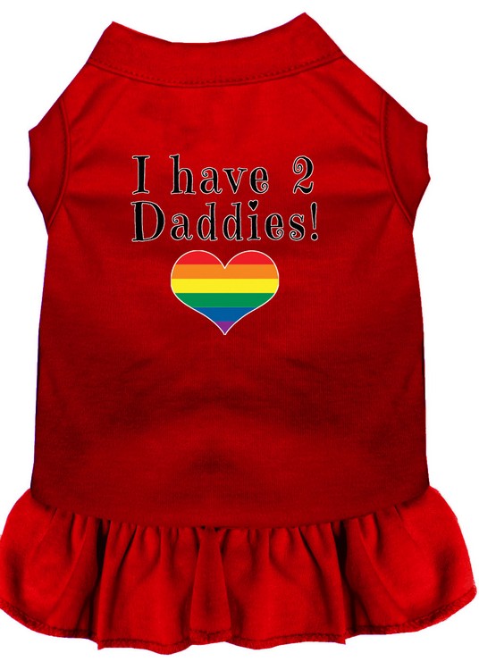 I have 2 Daddies Screen Print Dog Dress Red Med